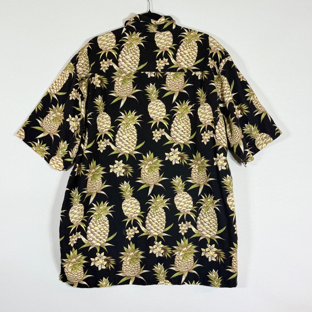 Joe Marlin Mens XXL‎ Shirt Black Pineapple Floral Aloha Hawaiian Tropical Resort